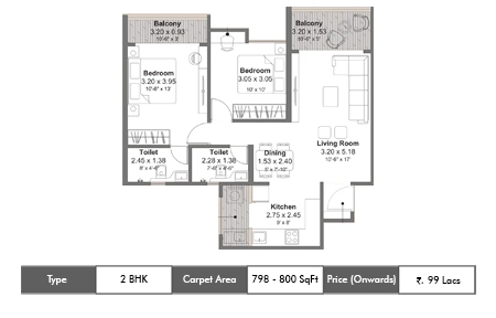 2 BHK Unit Plan of 24K Manor